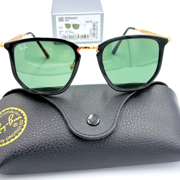 Ray-Ban Men’s Polarized Sunglasses RB4451 Black & Gold Frames w/ Green Lens 50m - Picture 4 of 11